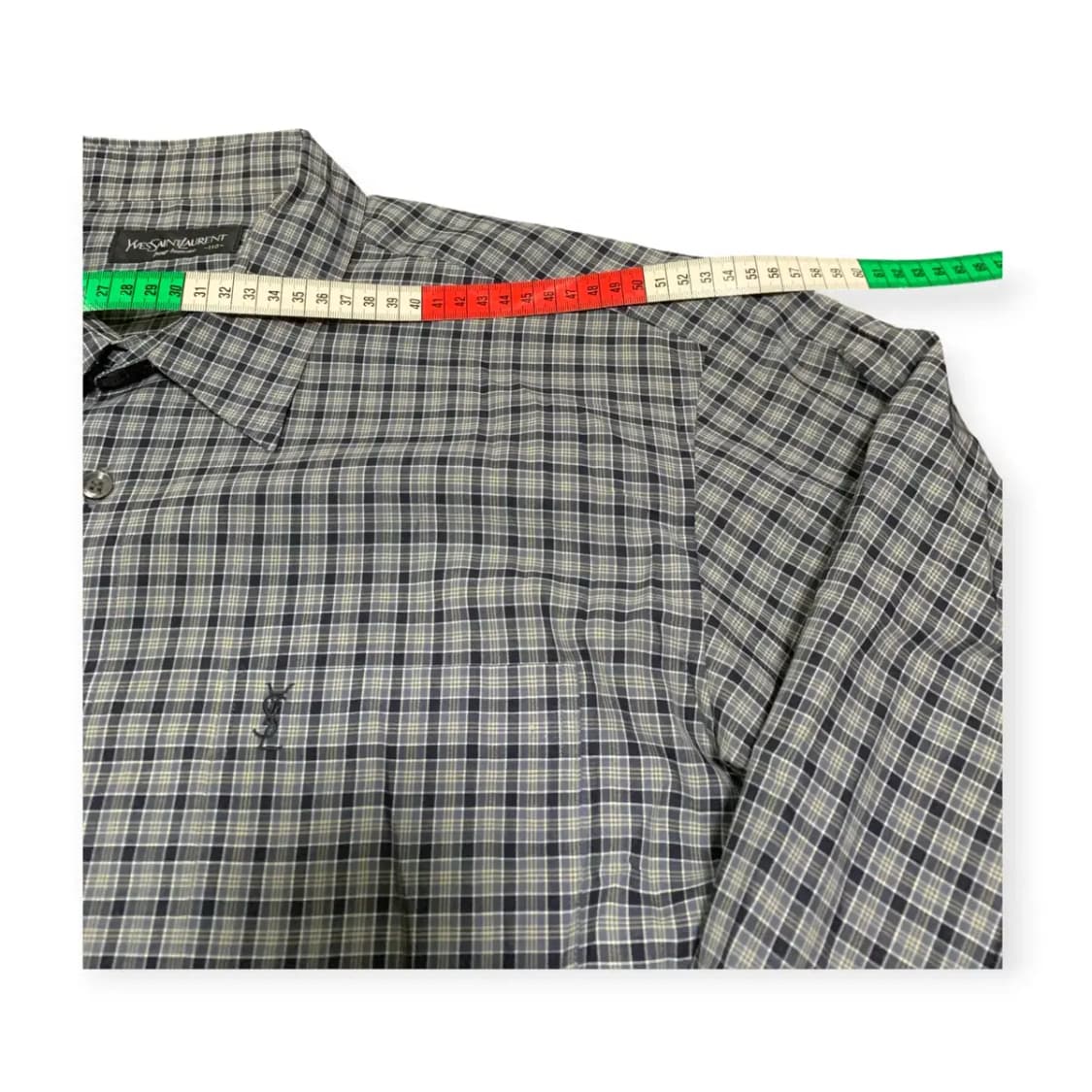 110)YSL 입생로랑 블루 체크셔츠 생로랑셔츠 입생로랑110 와이셔츠 상품이미지6