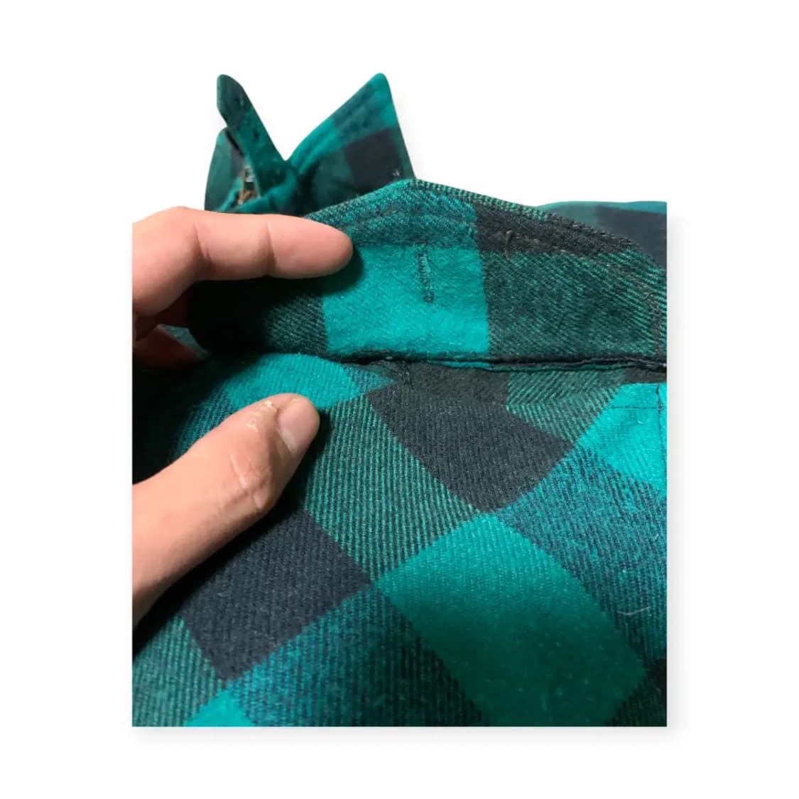 XL)팀버랜드 오버핏 타탄체크 그린 누빔 집업 포켓 셔츠 상품이미지4