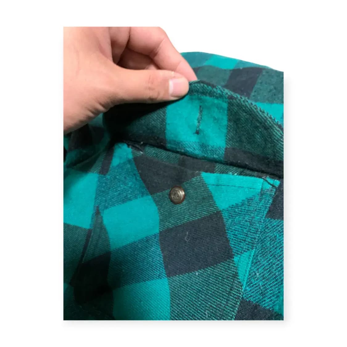 XL)팀버랜드 오버핏 타탄체크 그린 누빔 집업 포켓 셔츠 상품이미지5