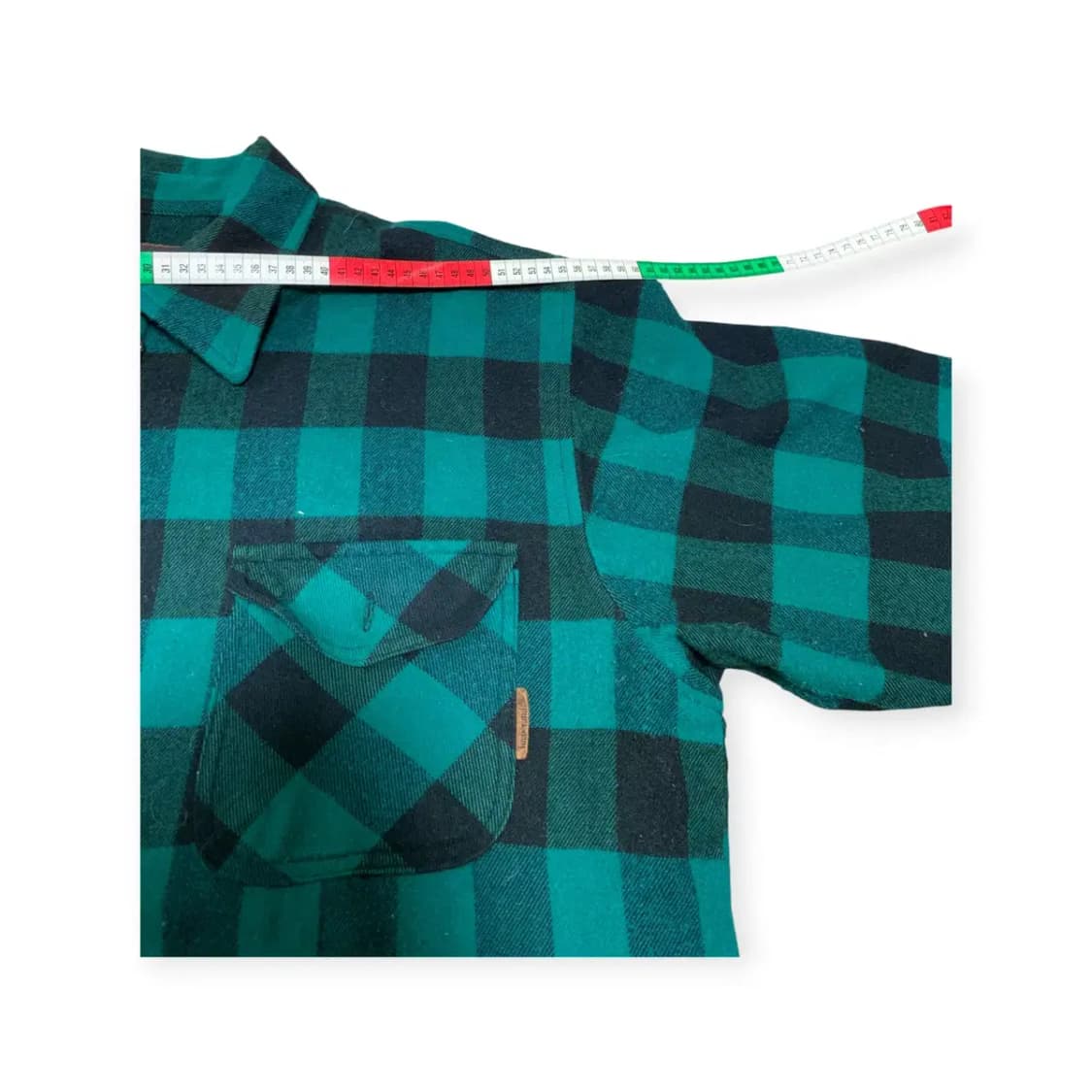 XL)팀버랜드 오버핏 타탄체크 그린 누빔 집업 포켓 셔츠 상품이미지7