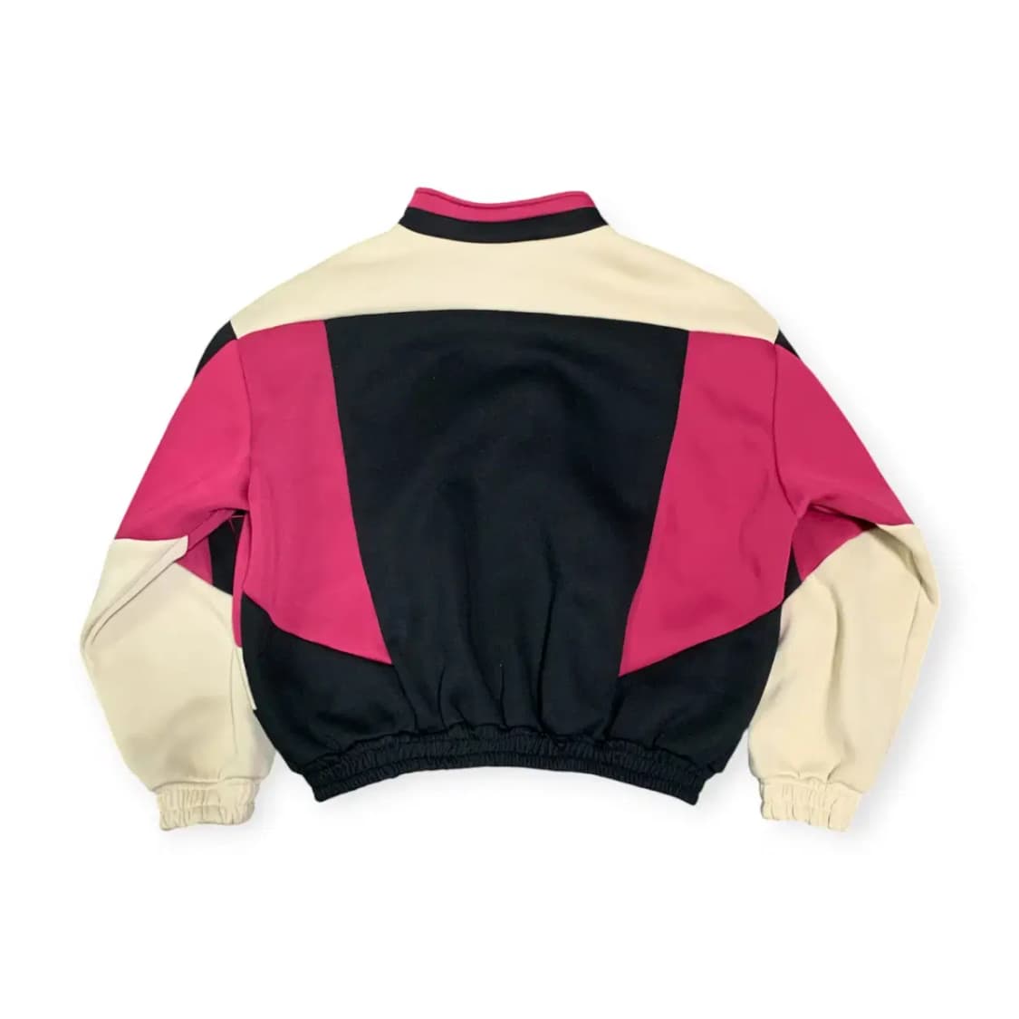 XL)빈티지 배색 집업 자켓 크롭핏 숏기장 블랙 핑크 아이보리 레트로 상품이미지2