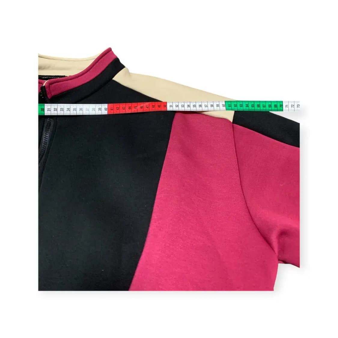 XL)빈티지 배색 집업 자켓 크롭핏 숏기장 블랙 핑크 아이보리 레트로 상품이미지5