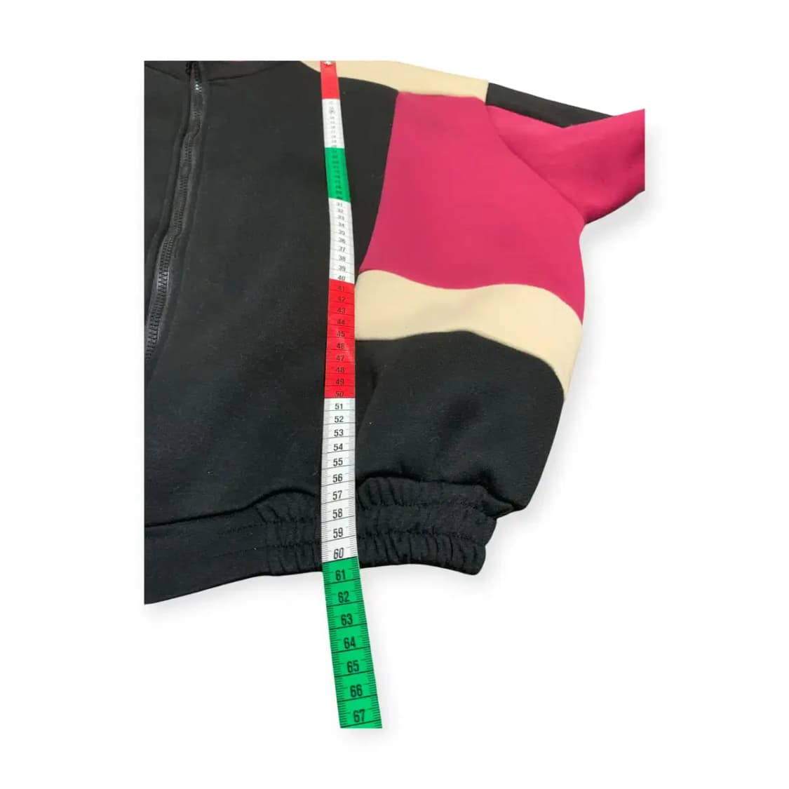 XL)빈티지 배색 집업 자켓 크롭핏 숏기장 블랙 핑크 아이보리 레트로 상품이미지8