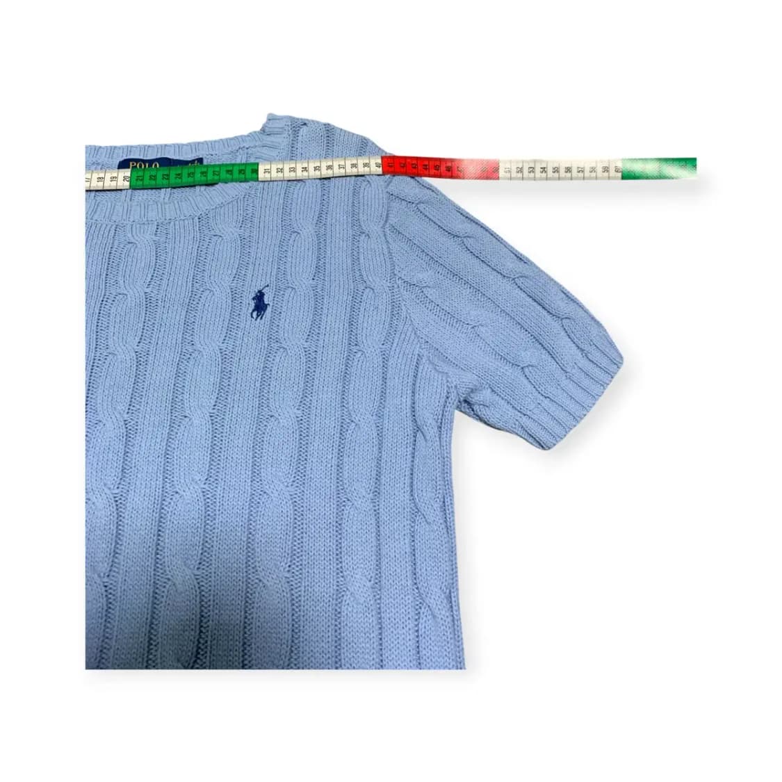XL)폴로 랄프로렌 스카이블루 하늘색 꽈배기 니트 반팔티셔츠 상품이미지10