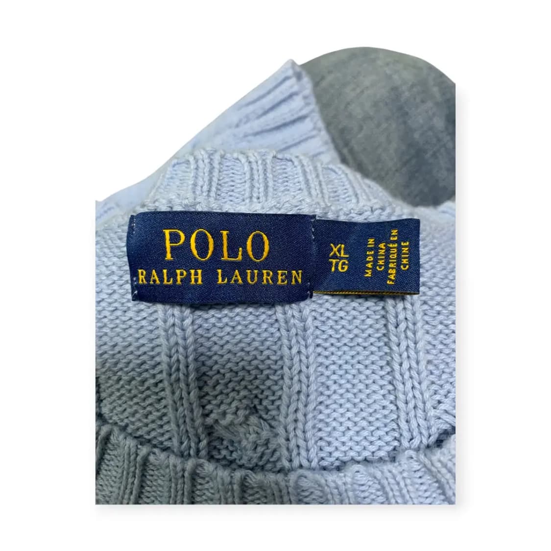 XL)폴로 랄프로렌 스카이블루 하늘색 꽈배기 니트 반팔티셔츠 상품이미지3
