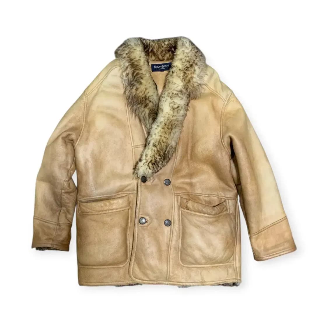 100)YSL 입생로랑 퍼 카라 리얼레더 무스탕 가죽 자켓 양가죽자켓 상품이미지1