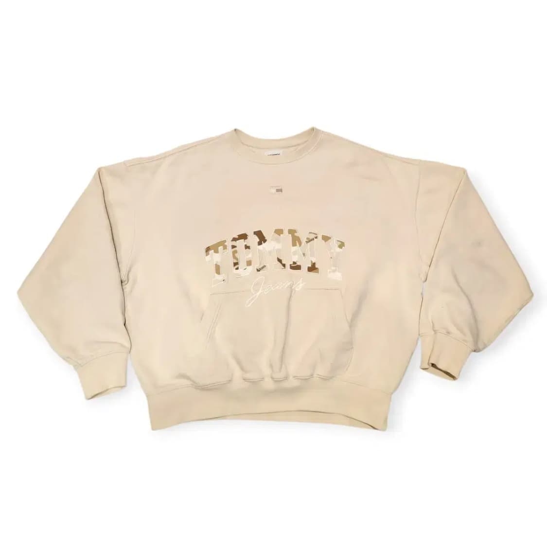 2XL)타미진스 오버핏 카모레터링 베이지 맨투맨 티셔츠 상품이미지1