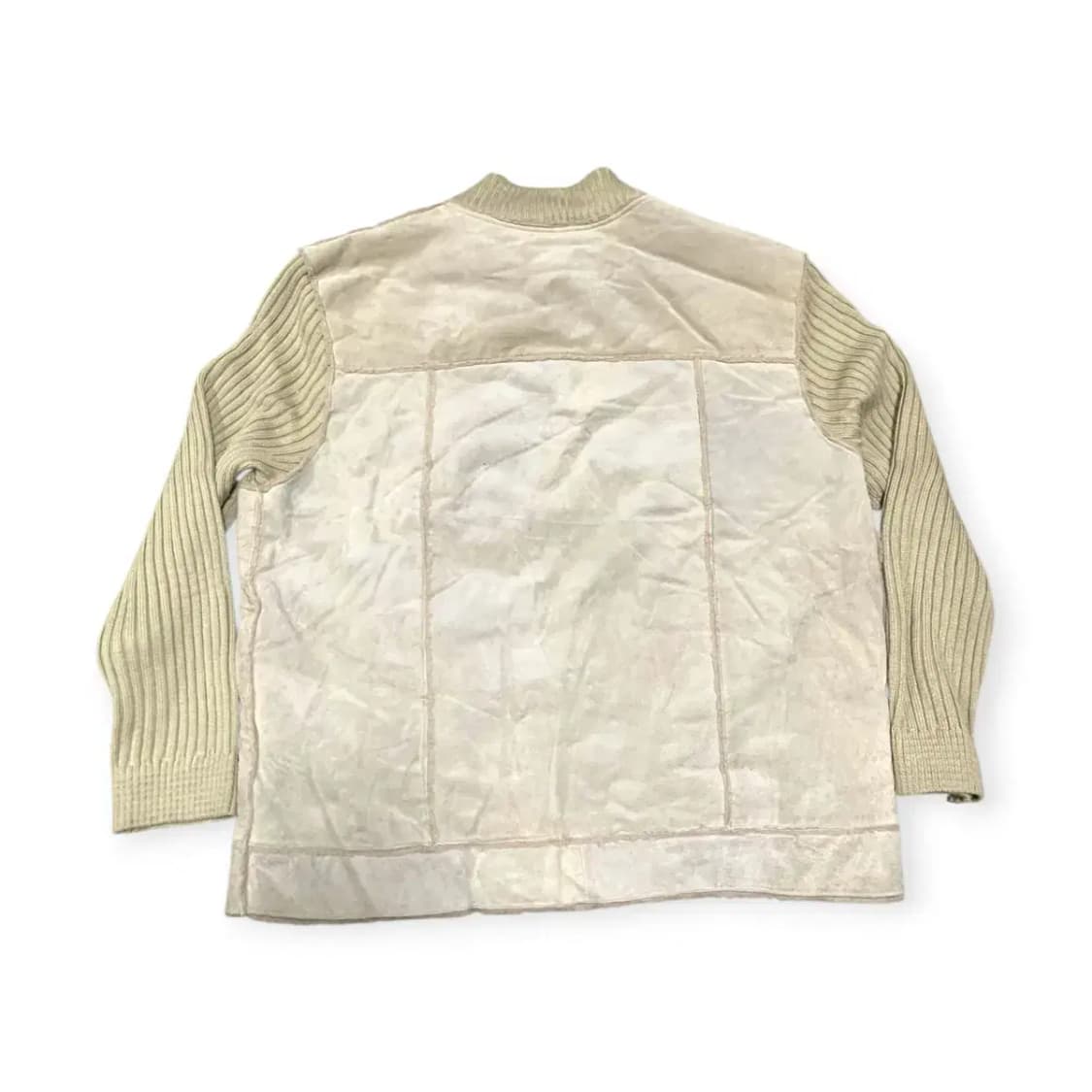 2XL)ANGELO LITRICO 베이지 빈티지 스웨이드 니트 집업 상품이미지2