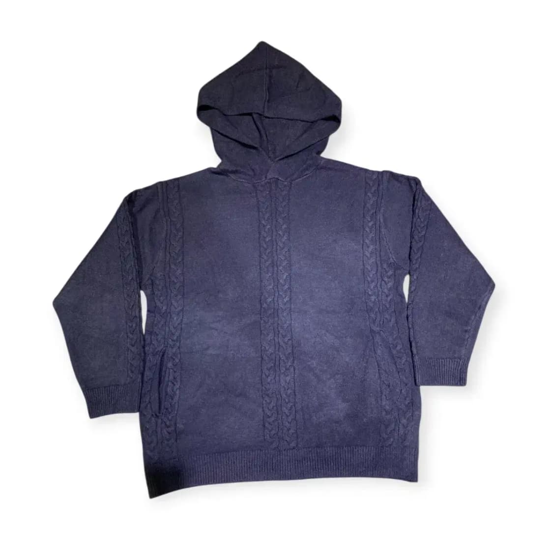 L)네이비 니트 후드 니트 밴딩 조거팬츠 츄리닝셋업 트레이닝복세트 상품이미지2