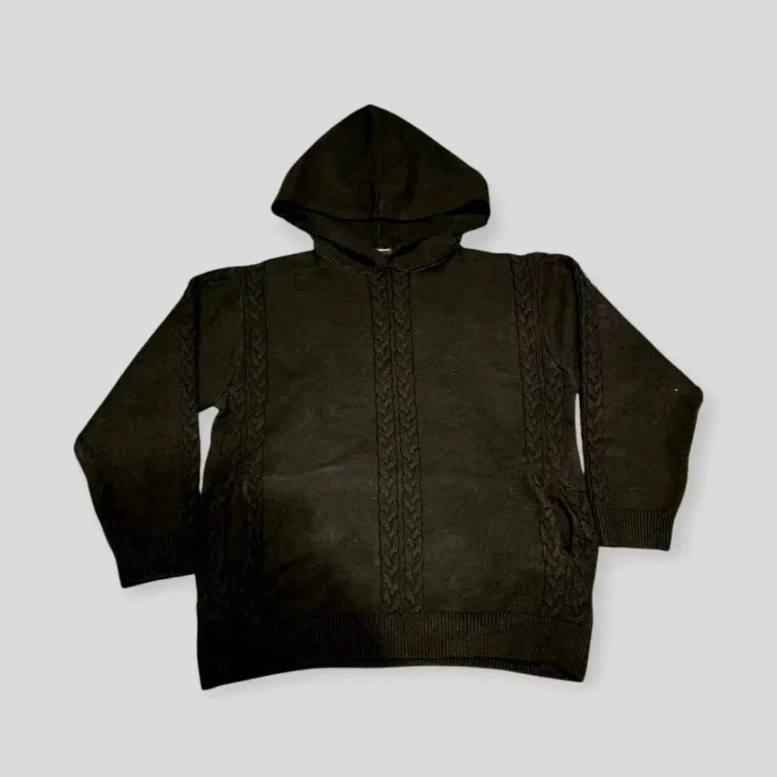 L)블랙 니트 후드 니트 밴딩 조거팬츠 츄리닝셋업 트레이닝복세트 상품이미지2