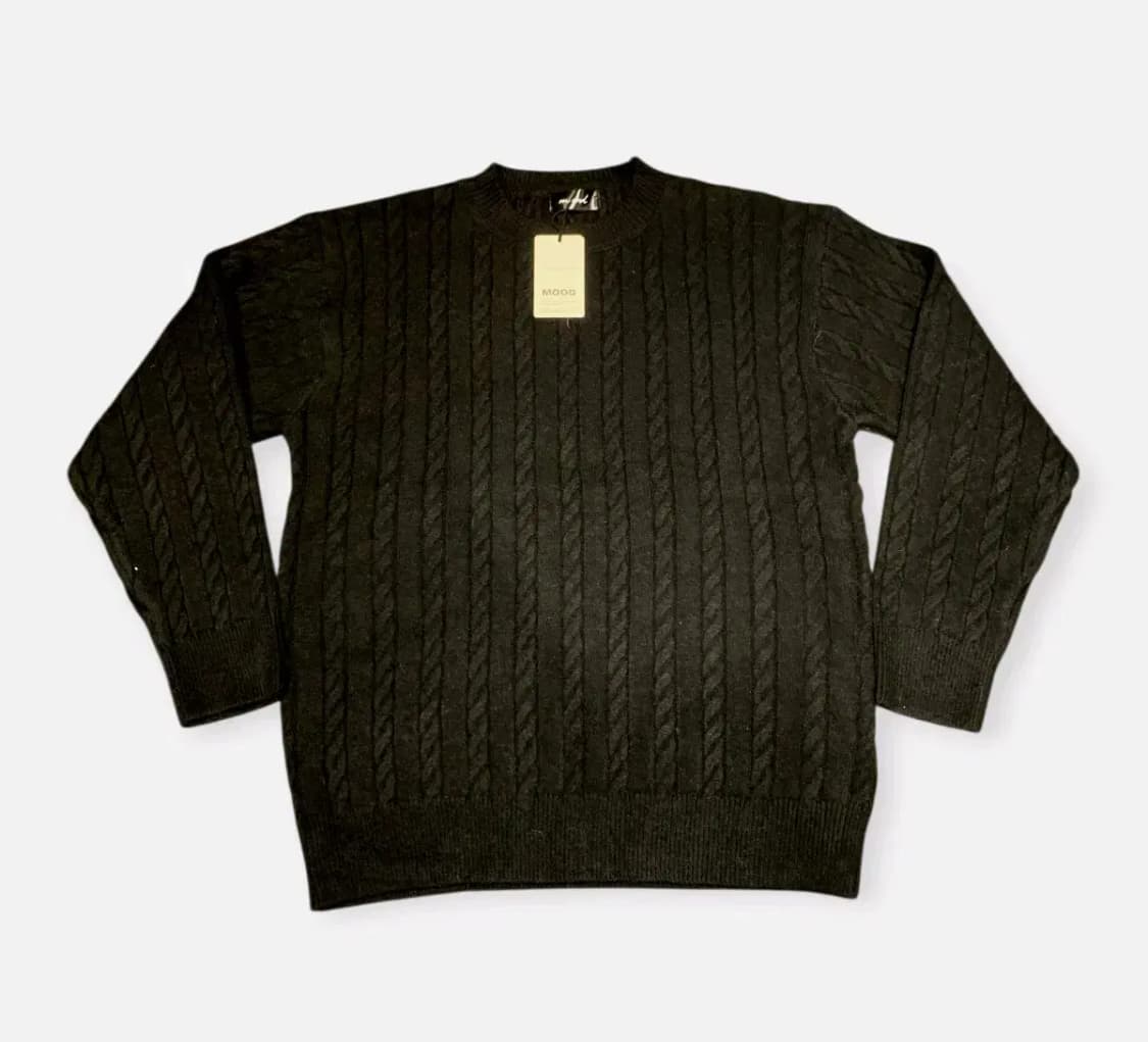 L)Mood 블랙 니트 긴팔 케이블 니트 맨투맨 스웨터 상품이미지1