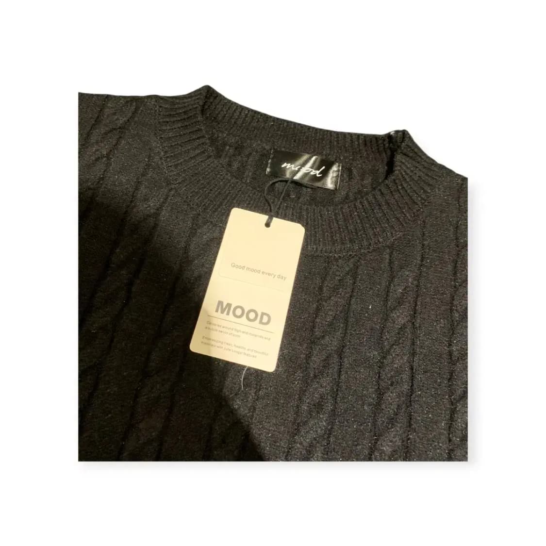 L)Mood 블랙 니트 긴팔 케이블 니트 맨투맨 스웨터 상품이미지7