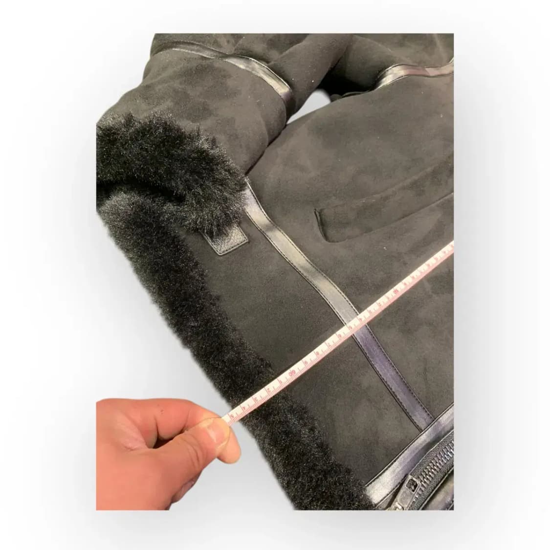 110)FLEUR 블랙 오버핏 스웨이드 숏 무스탕 퍼 자켓 가죽자웨 상품이미지4