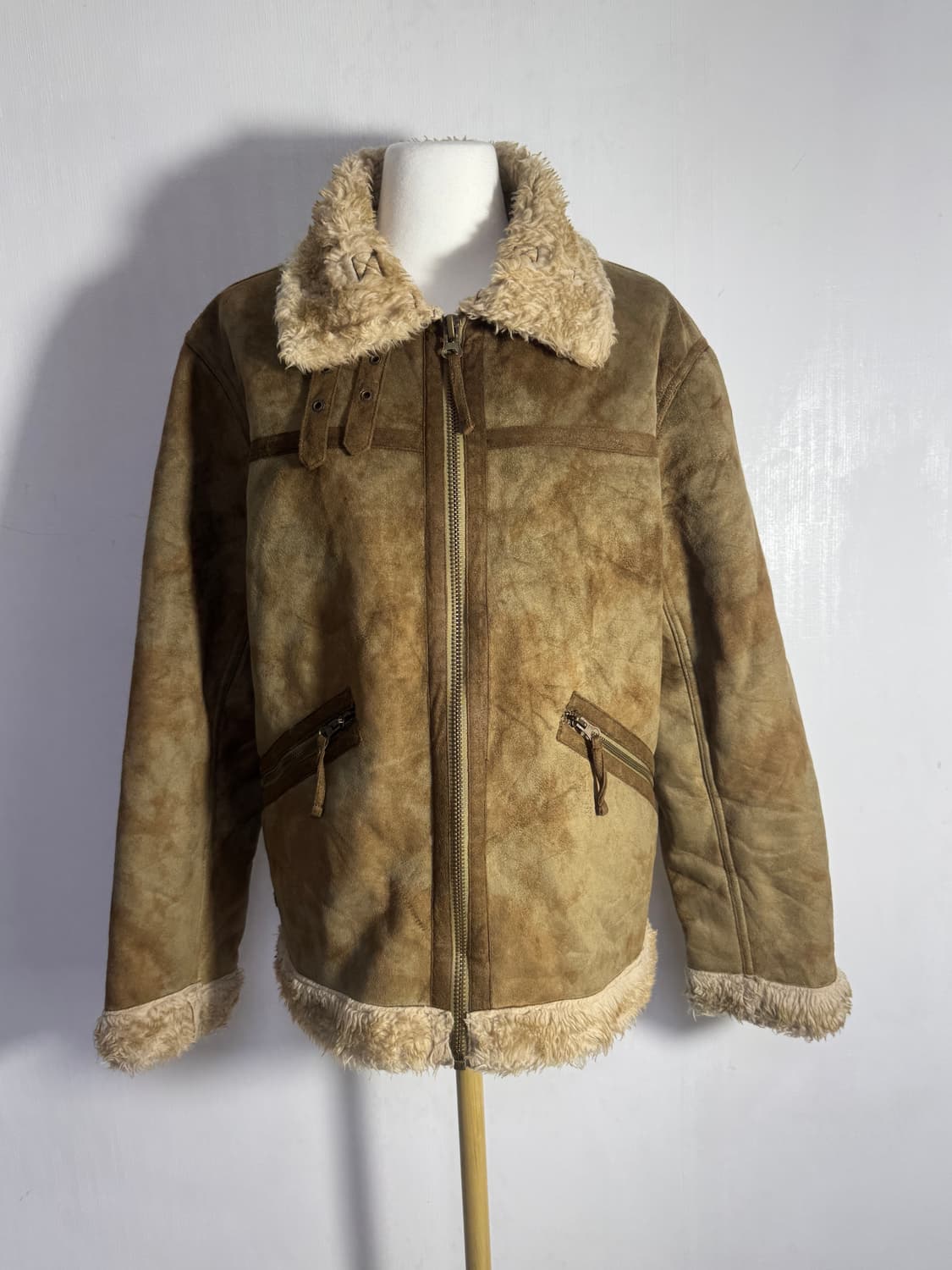 Mac eye 워싱 텍스처 스웨이드 무스탕 자켓 상품이미지1