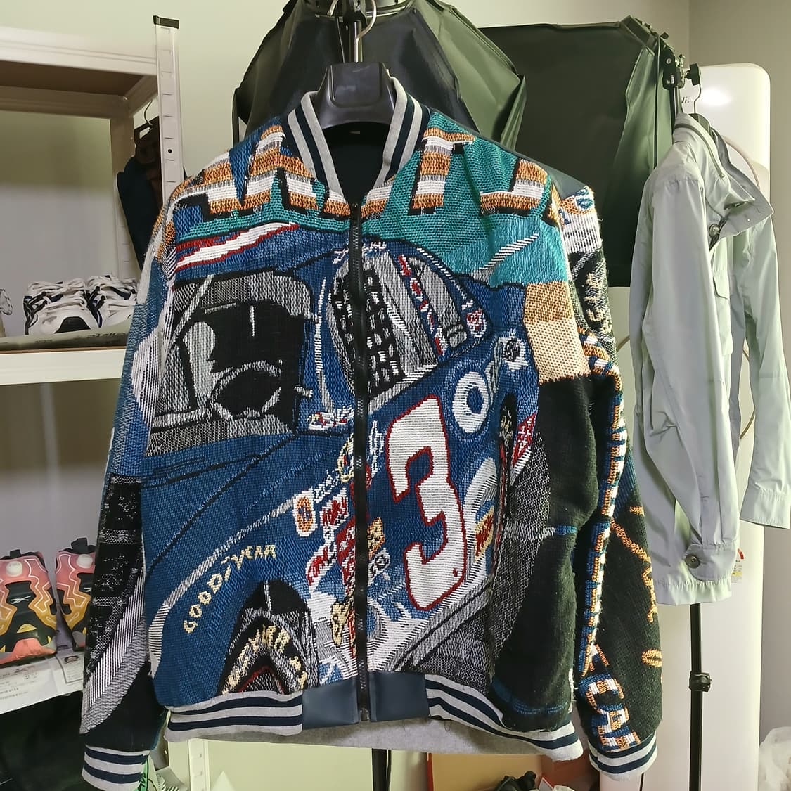 유니크한 오레오 과자 니트 시보리 우븐 오버핏 집업 자켓 상품이미지3