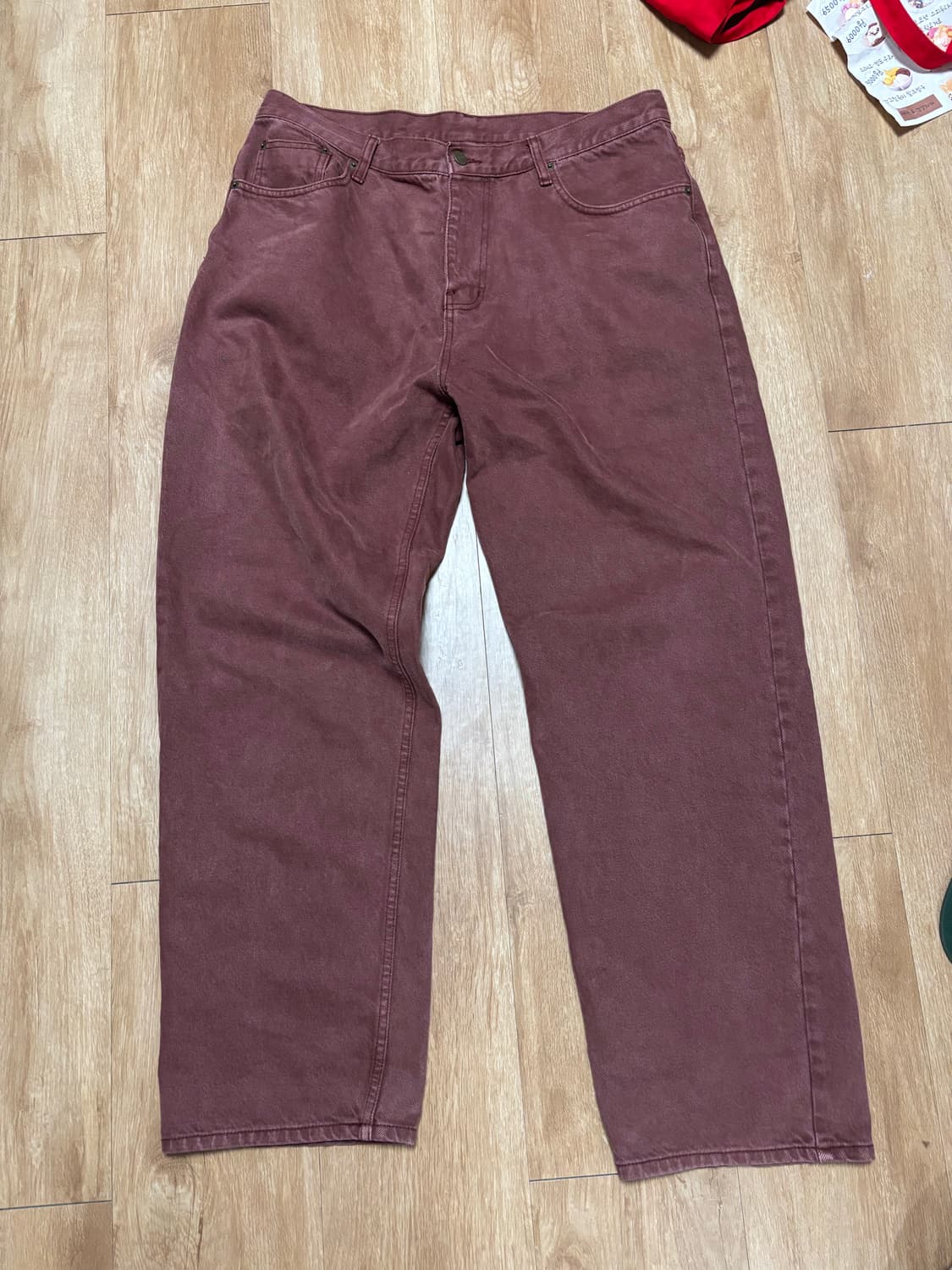 위캔더스 버건디 배기핏 데님 상품이미지1