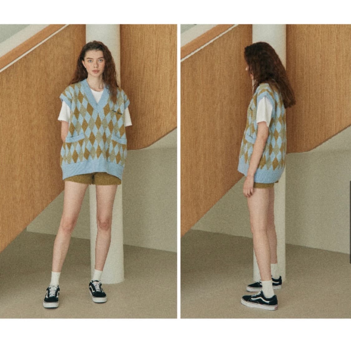 near&dear Diamond knit vest & shorts set 상품이미지2