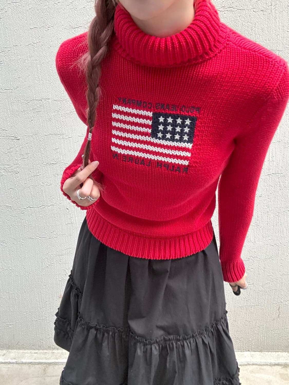 폴로진스 성조기 레드 터틀넥 코튼니트 상품이미지2