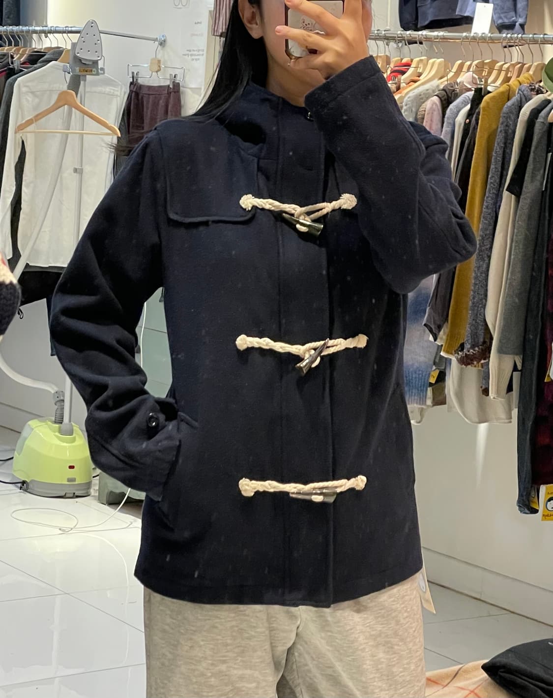 일본빈티지 네이비 떡볶이하프코트 상품이미지1