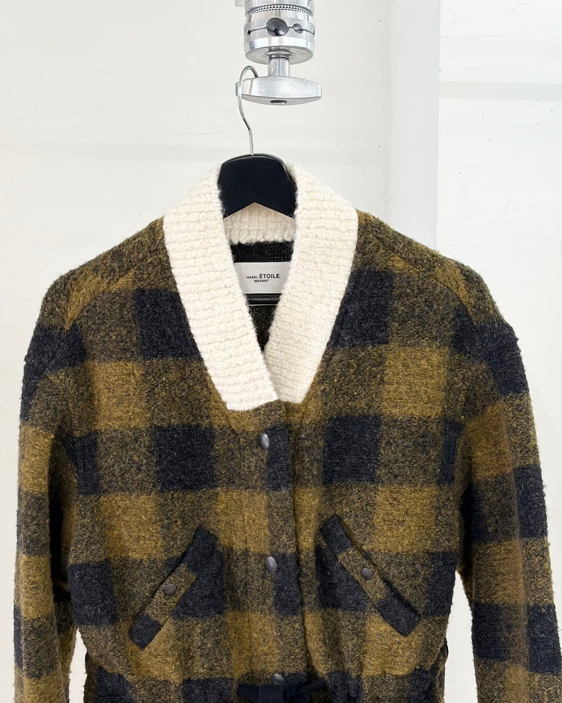 이자벨마랑 에뚜왈 딥옐로우 체크 울 롱 코트  상품이미지4