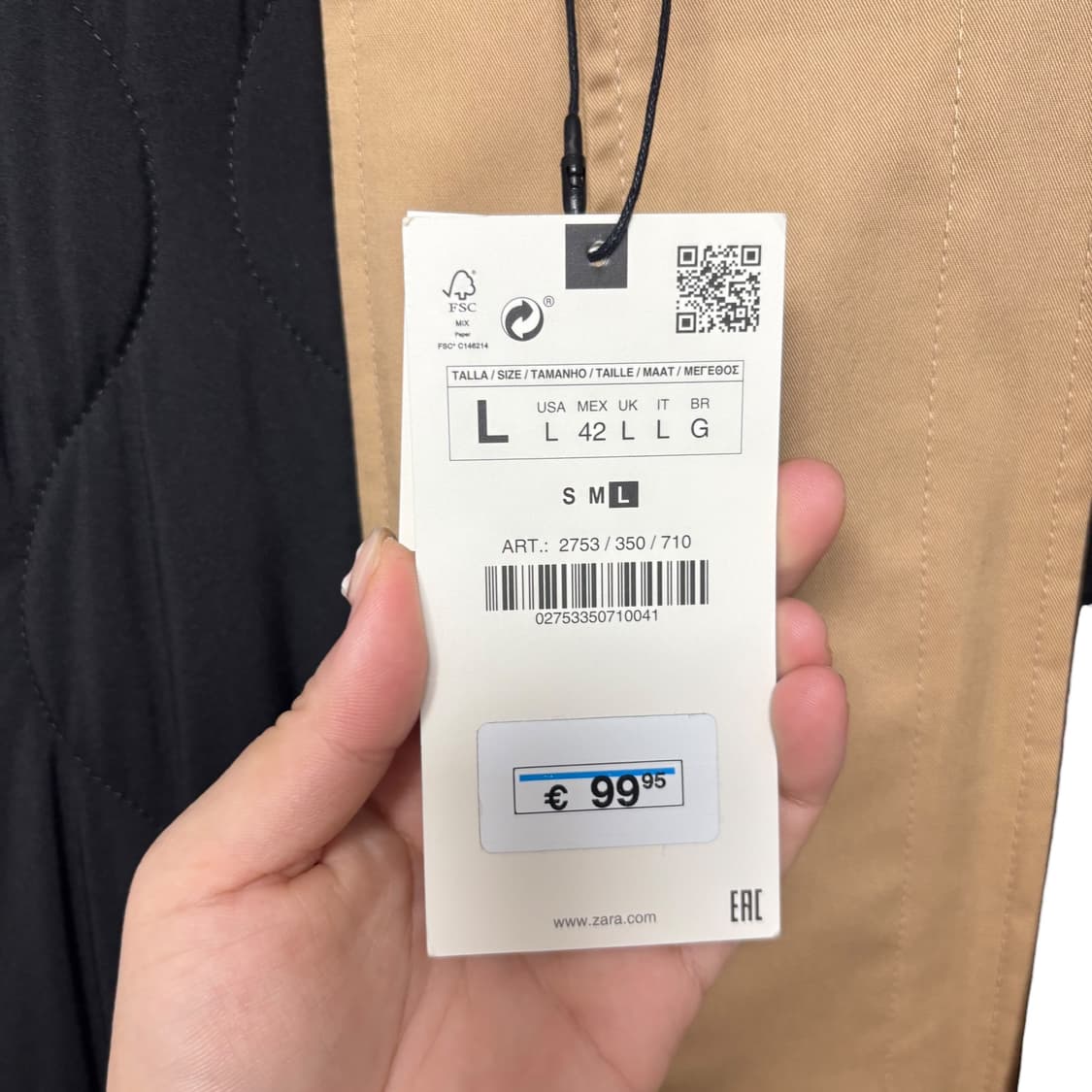 3841 자라 브라운 트렌치 퀄팅조끼 레이어드 코트 새상품 상품이미지6