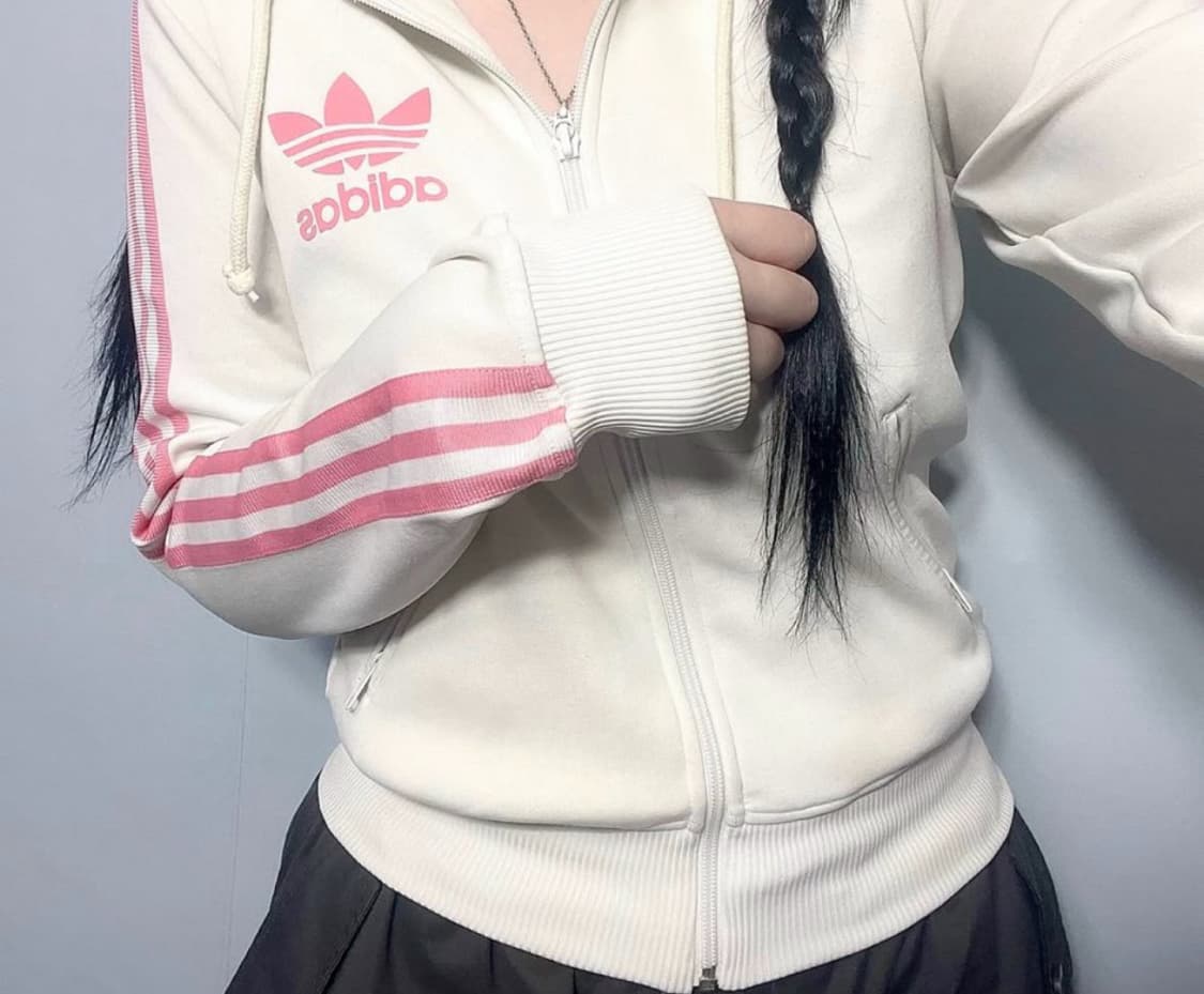 아디다스빈티지핑크흰핑후드집업판매베이비베어빈티지이코진리stc후드 상품이미지1