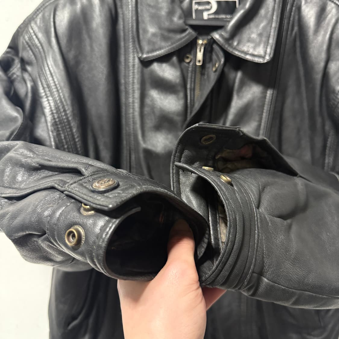 VTG 빈티지 100% 쉽스킨 절개 디테일 퀼팅 양가죽 봄버 자켓 상품이미지7