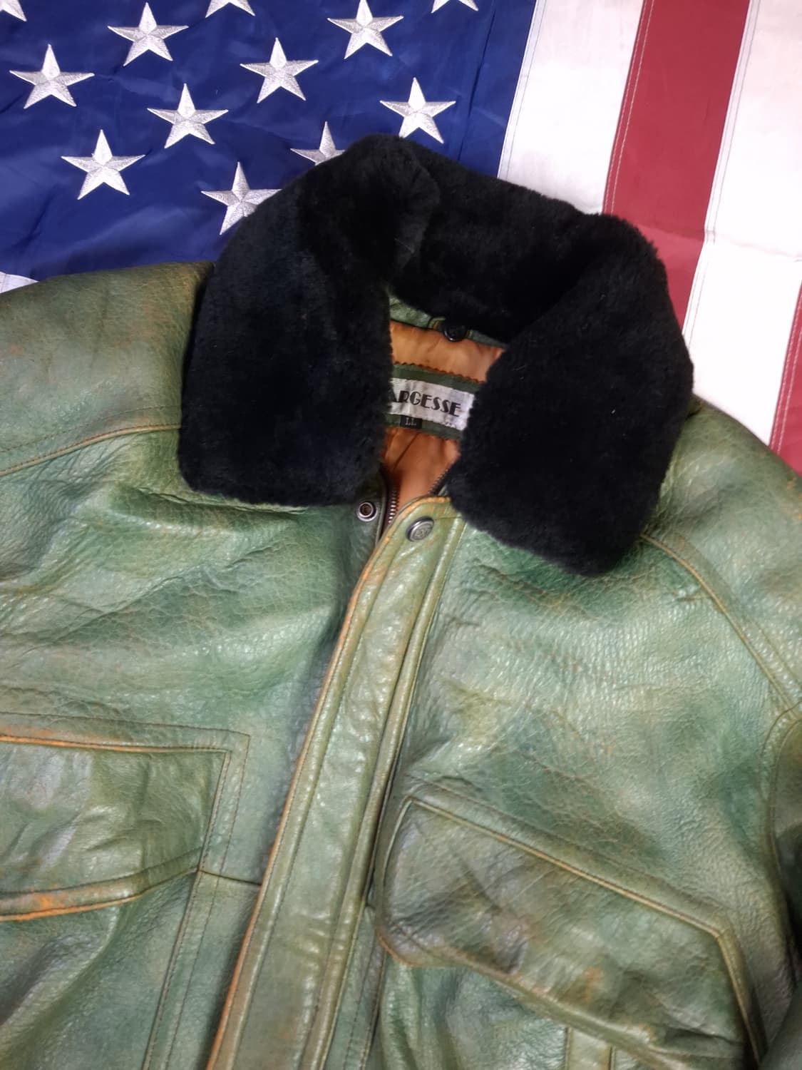 90's 일본판 빈티지 리얼레더 항공자켓 상품이미지8