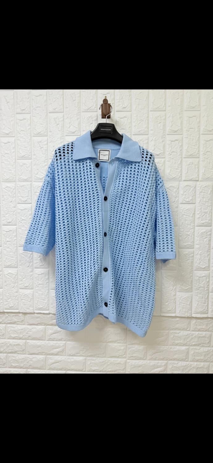 (23ss새상품급) 우영미 블루 매쉬 숏 슬리브 가디건(48) 상품이미지1