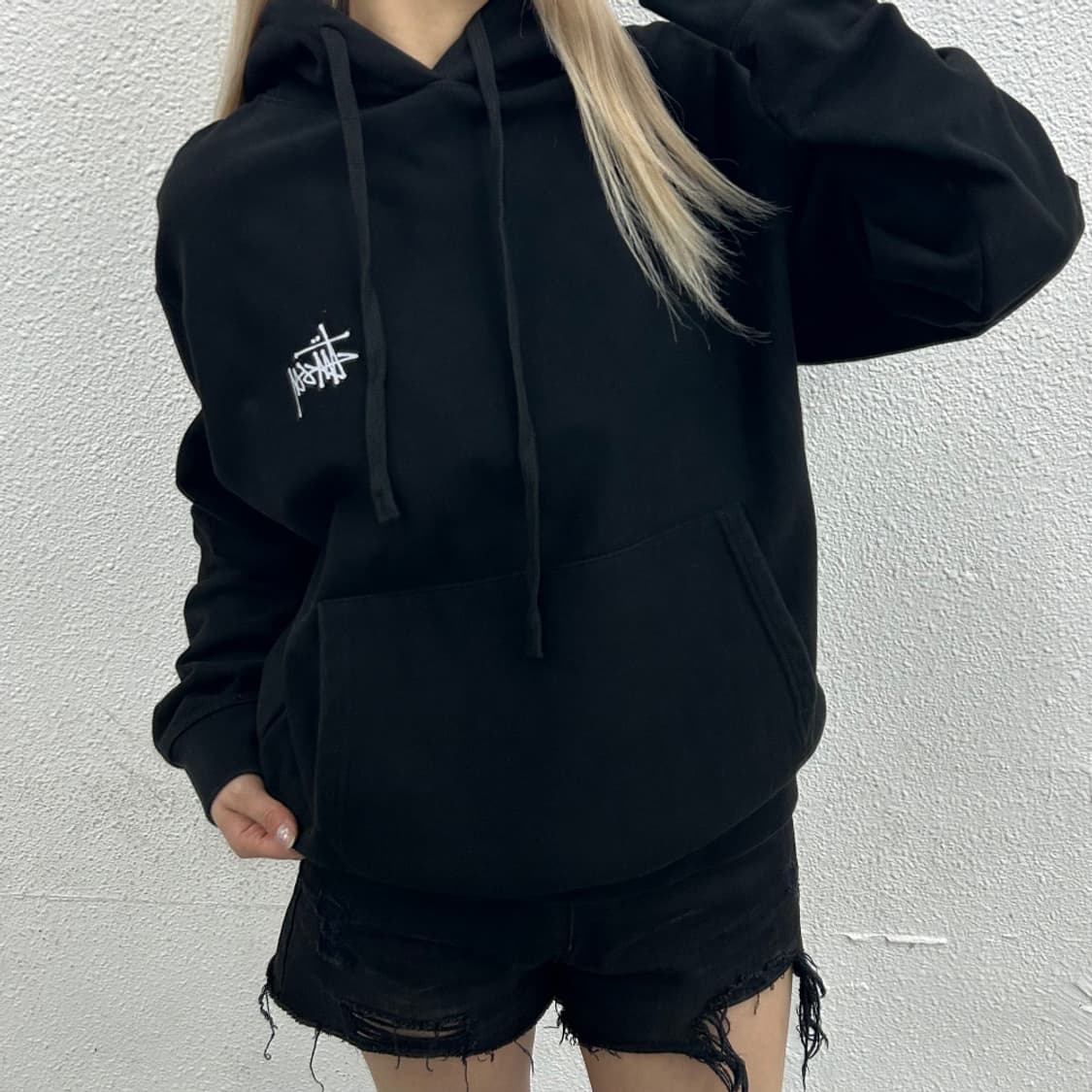스투시 로고 블랙 후드 S 상품이미지1