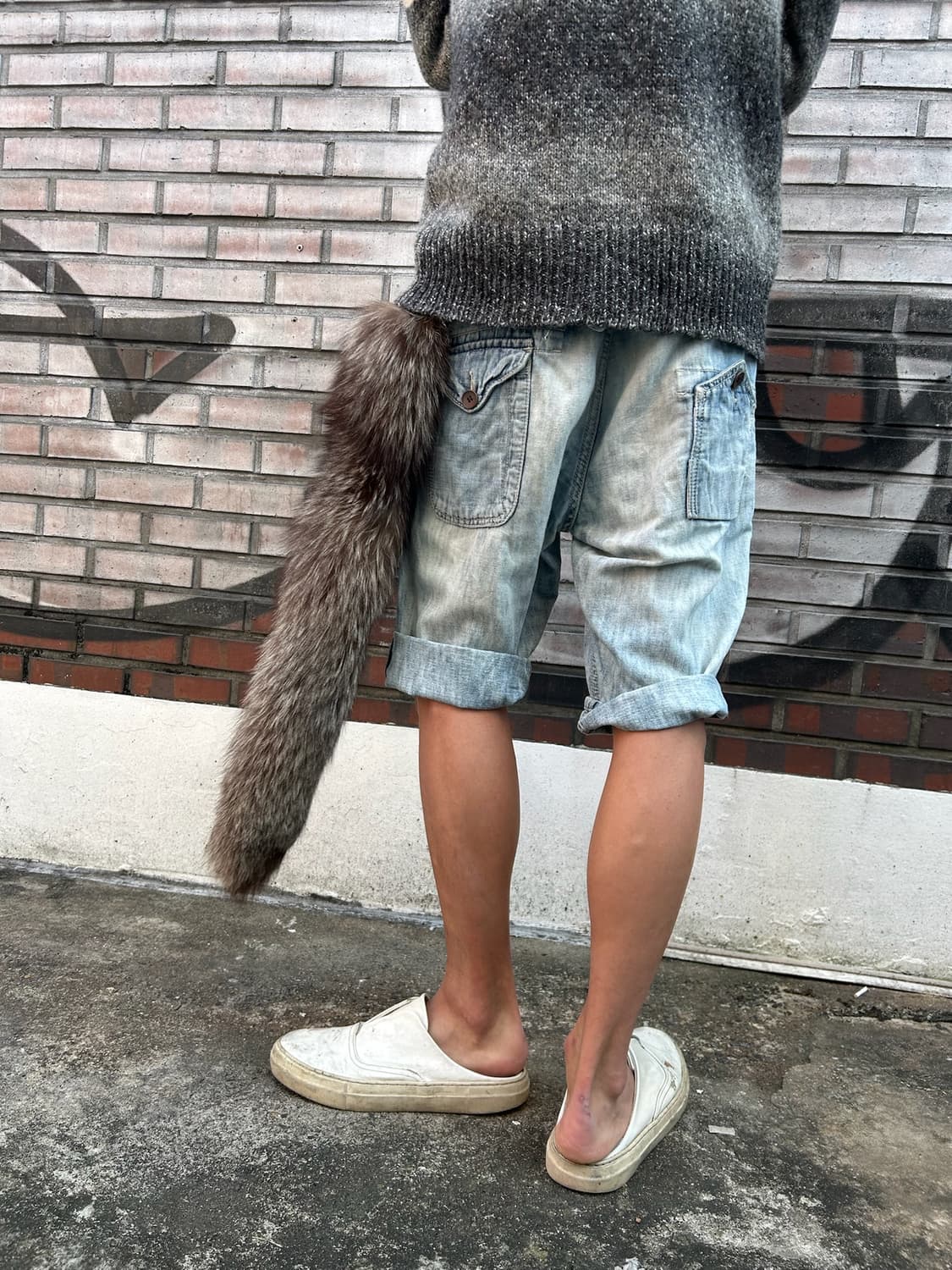 알뉴볼드 데미지 연청 하프 데님팬츠 상품이미지1