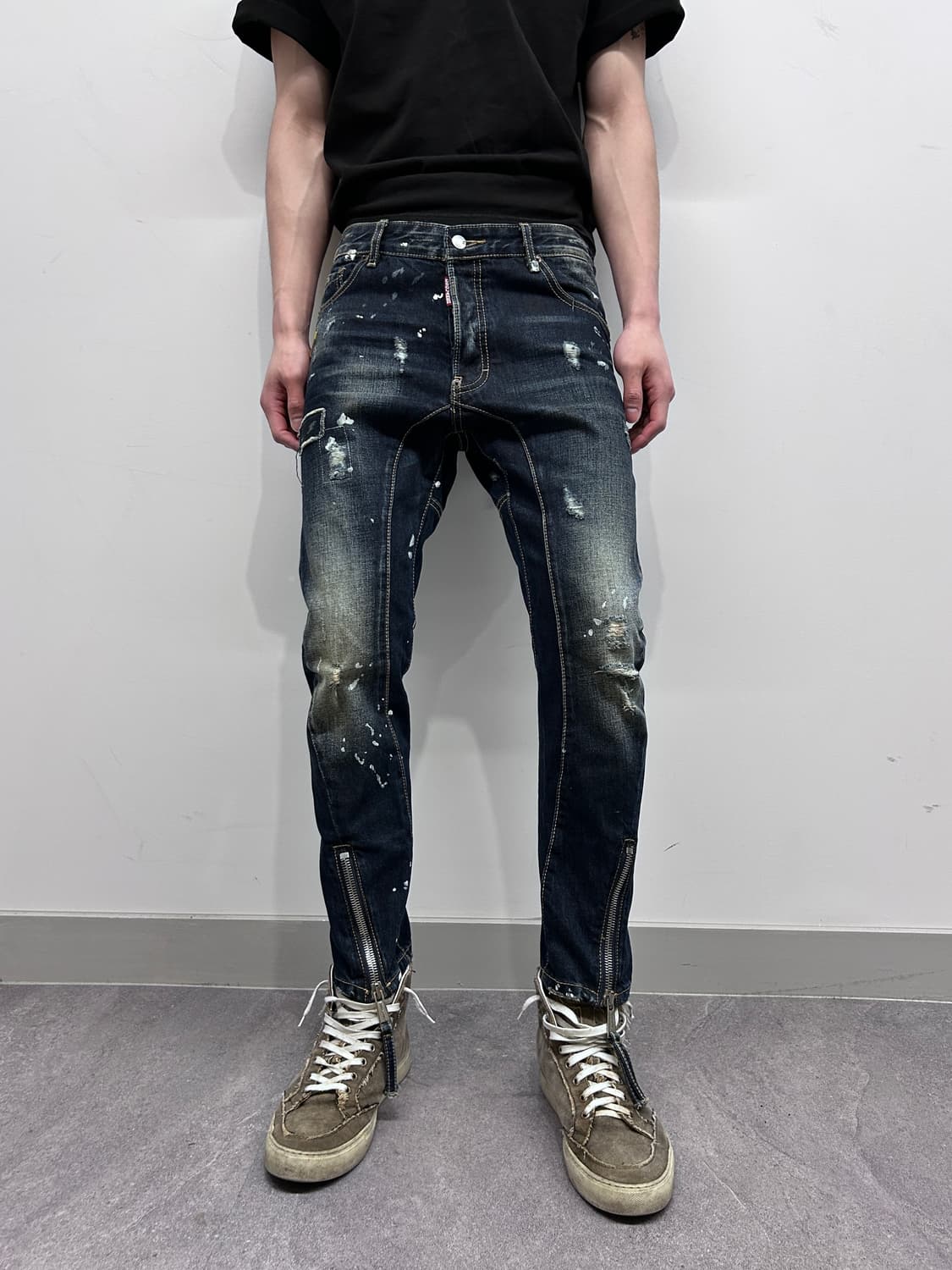 디스퀘어드2 플레어 짚 더티 페인트 데님  상품이미지1