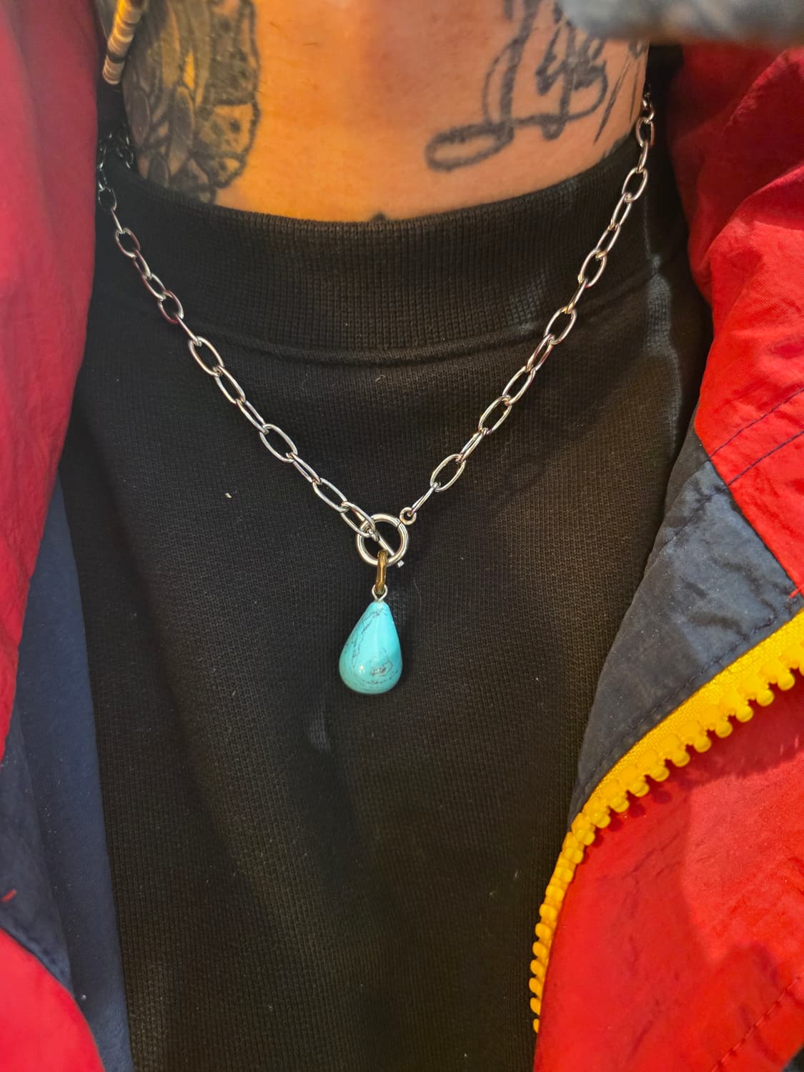 3크로스제작 물방울 터키석포인트 써지컬목걸이 상품이미지3