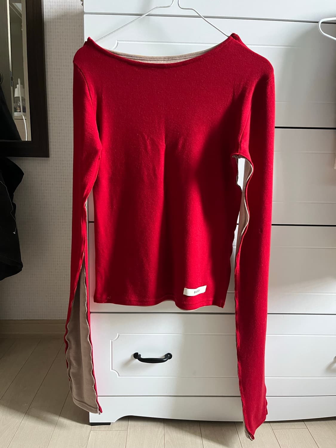 데어드 하프앤하프 롱슬리브 레드 상품이미지1