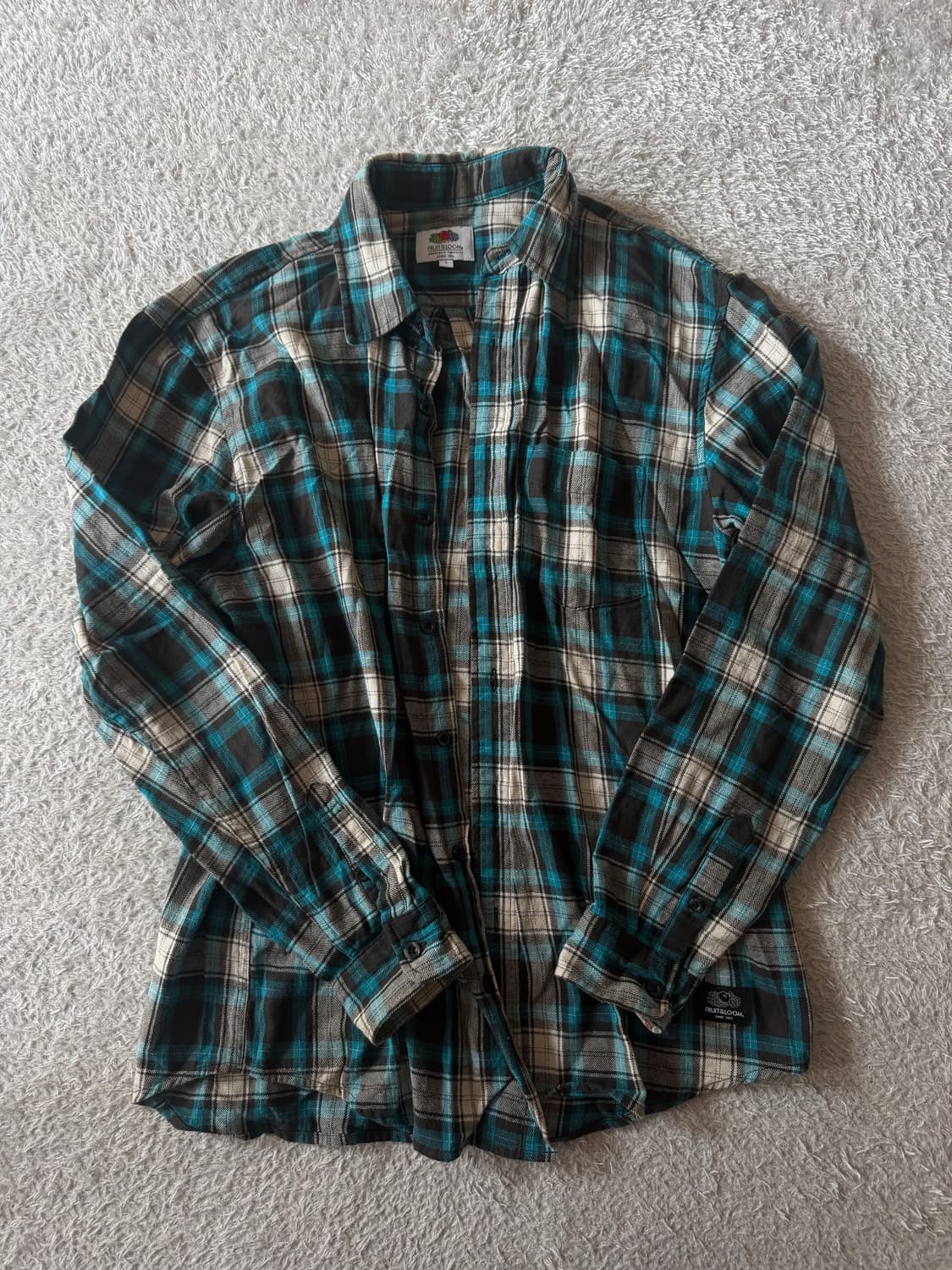 프루트오브더룸 청록 체크 셔츠 상품이미지1