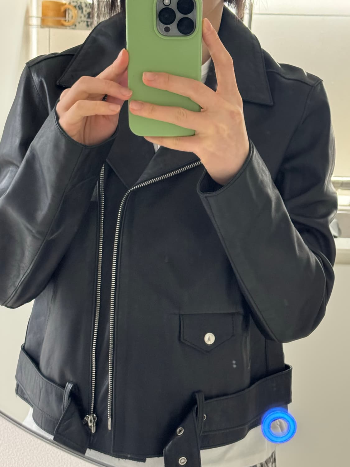 산드로 레더 바이커 자켓 소가죽 상품이미지5