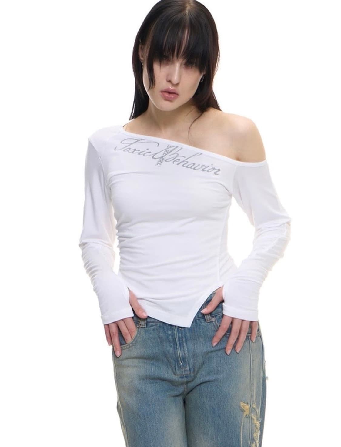 2000 Archives 오프 숄더 탑 (화이트) 상품이미지2