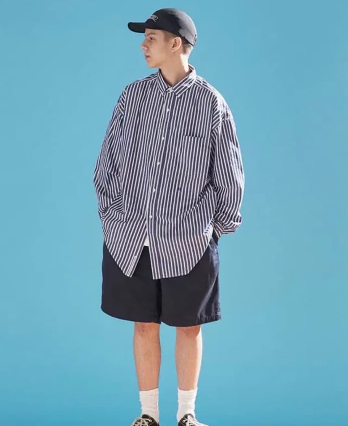 나나미카 빅 버튼다운 스트라이프 윈드셔츠 L 상품이미지6