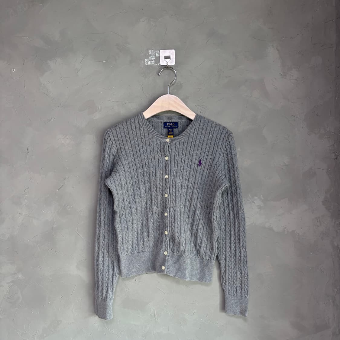 폴로 랄프로렌 꽈배기 니트 가디건 그레이 상품이미지1