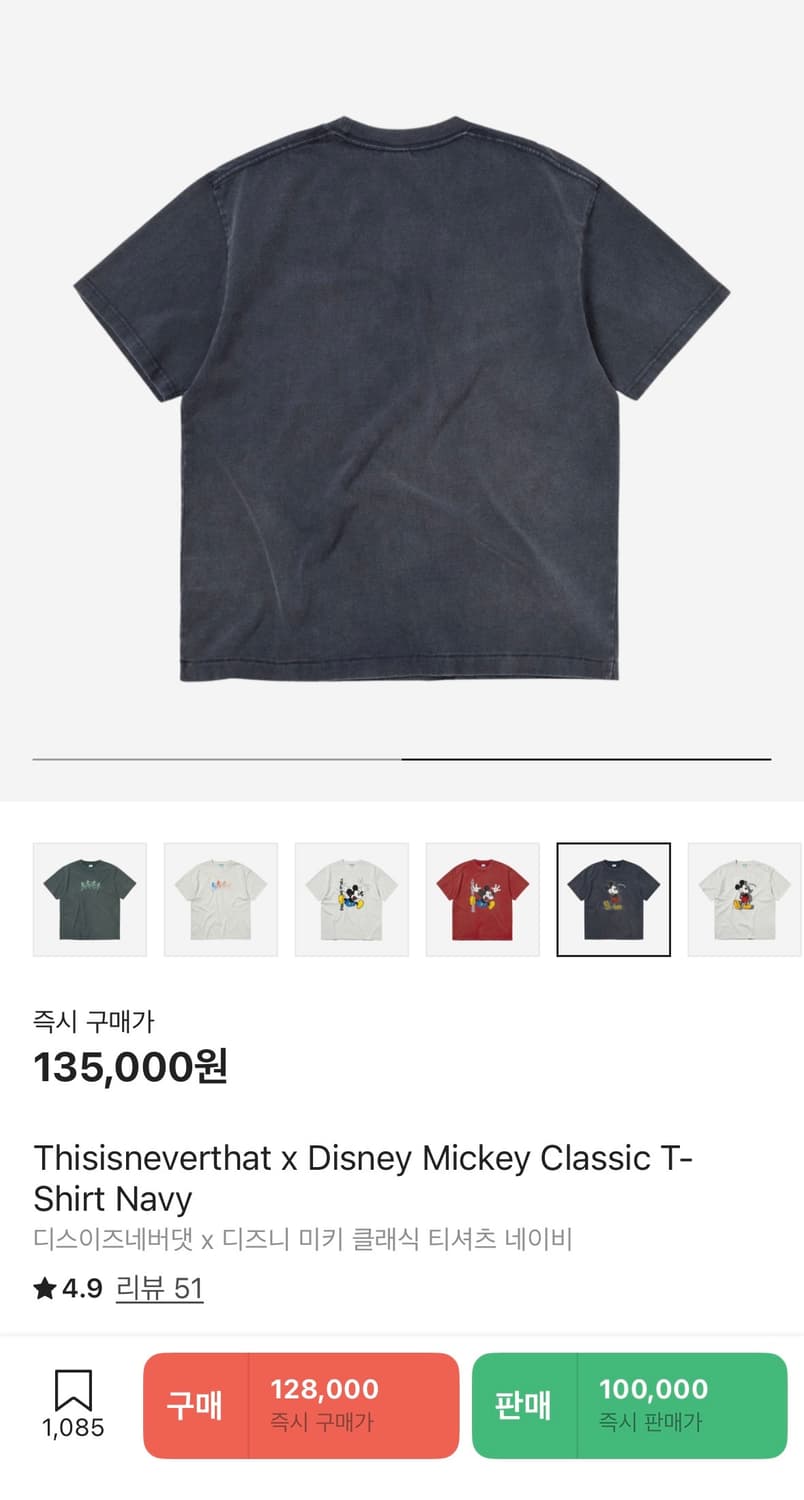 디스이즈네버댓 x 디즈니 미키마우스 클래식 티셔츠 네이비 상품이미지2