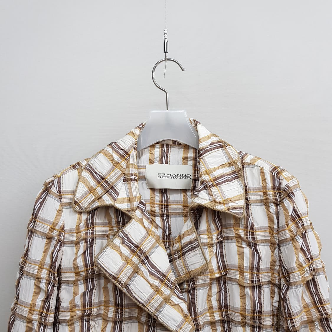 에르마노 설비노 체크 텍스처 트렌치 코트 IT 42사이즈 상품이미지2