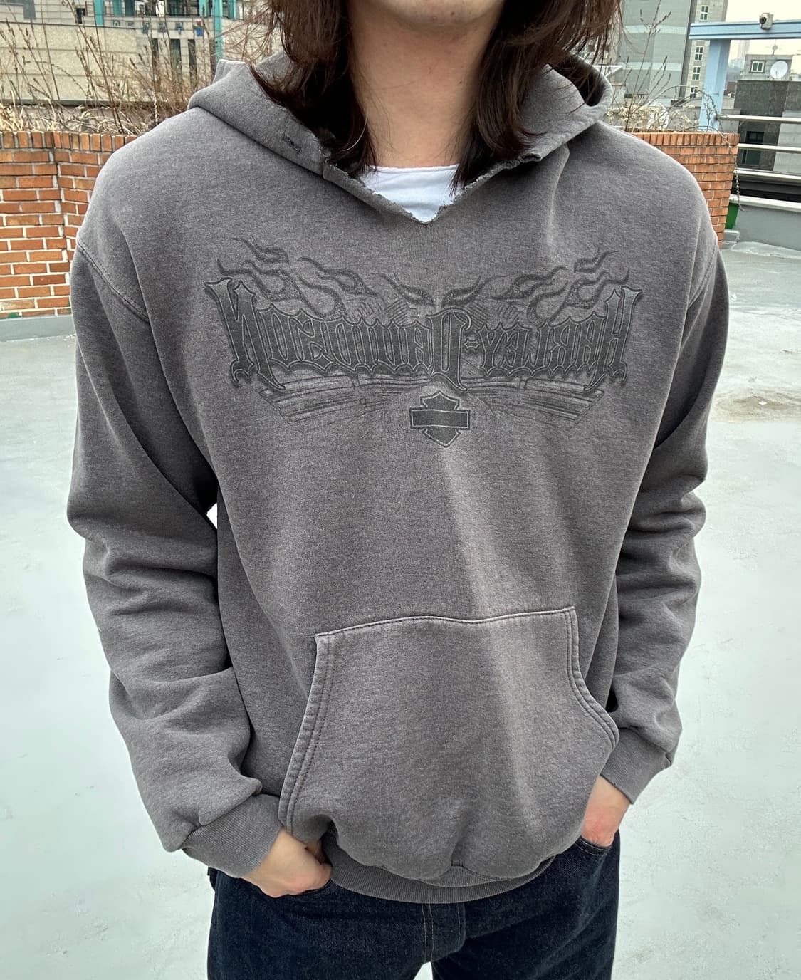 (M) 할리데이비슨 딜러샵 프린트 후드티 상품이미지2