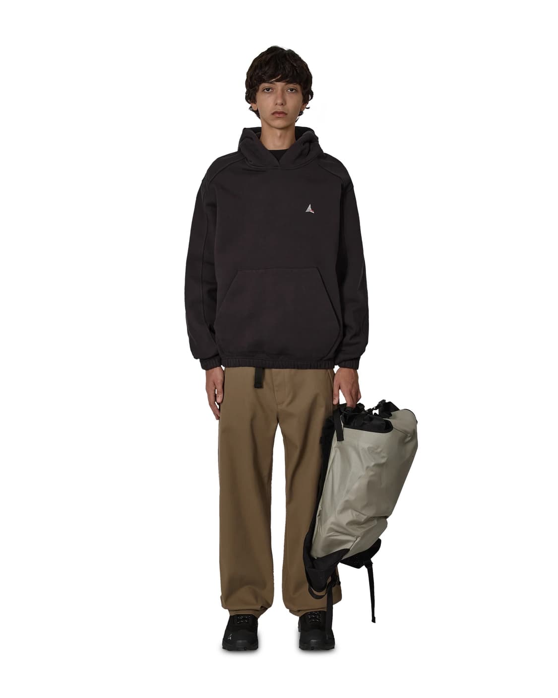 [M,L,XL]로아 하이킹 25fw Logo 490gsm 후드티/블랙 상품이미지4