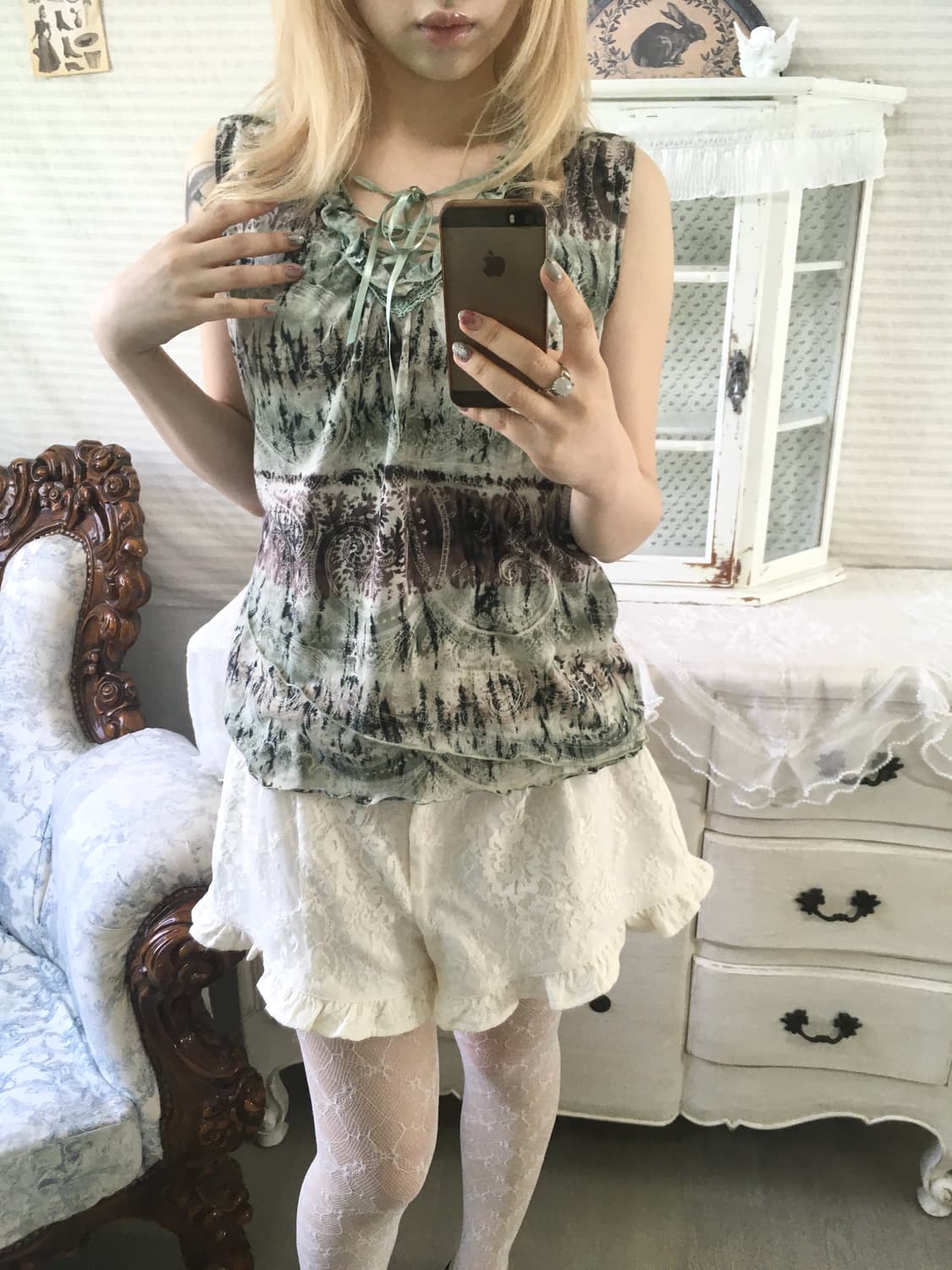 일본빈티지 로걀 히메 갸루 레이스 큐롯 팬츠 상품이미지4