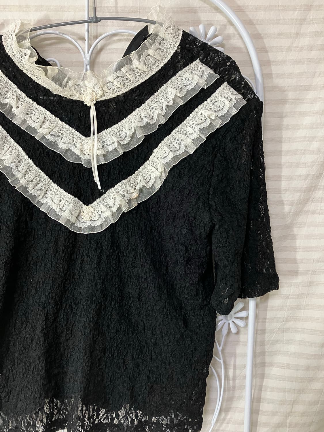 블랙 레이스 진주 블라우스608 상품이미지4