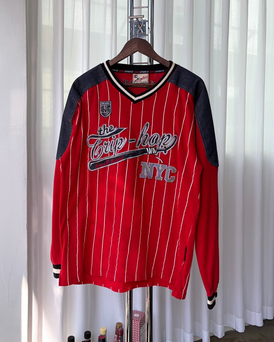 [XL]칼카니 올드스쿨 스트라이프 데님 숄더 패치 롱 슬리브  상품이미지5