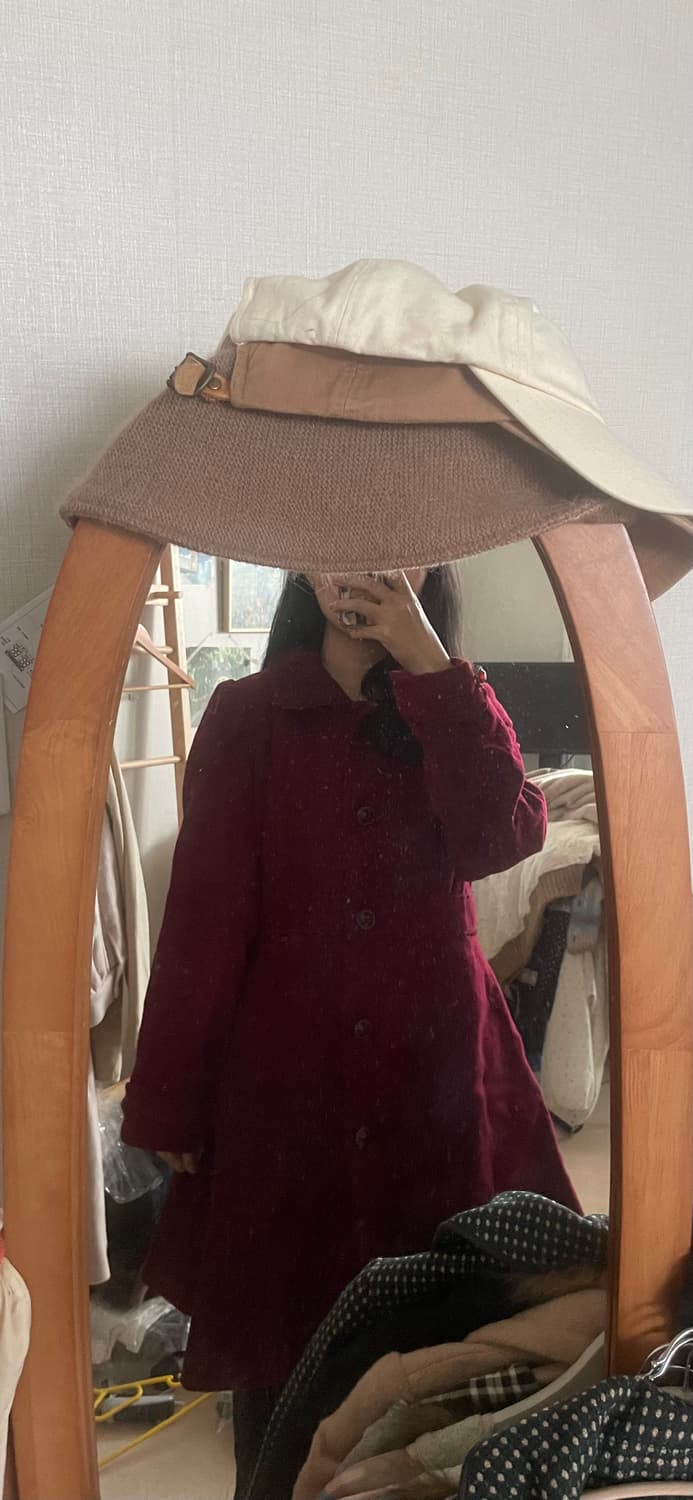 모리걸 빈티지 엑시즈팜 레드 롱 코트 상품이미지4