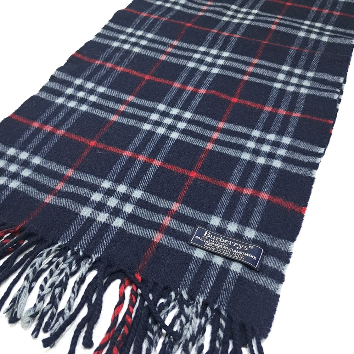 MX460 버버리 영국판 캐시미어 빈티지 네이비 머플러 목도리 상품이미지3