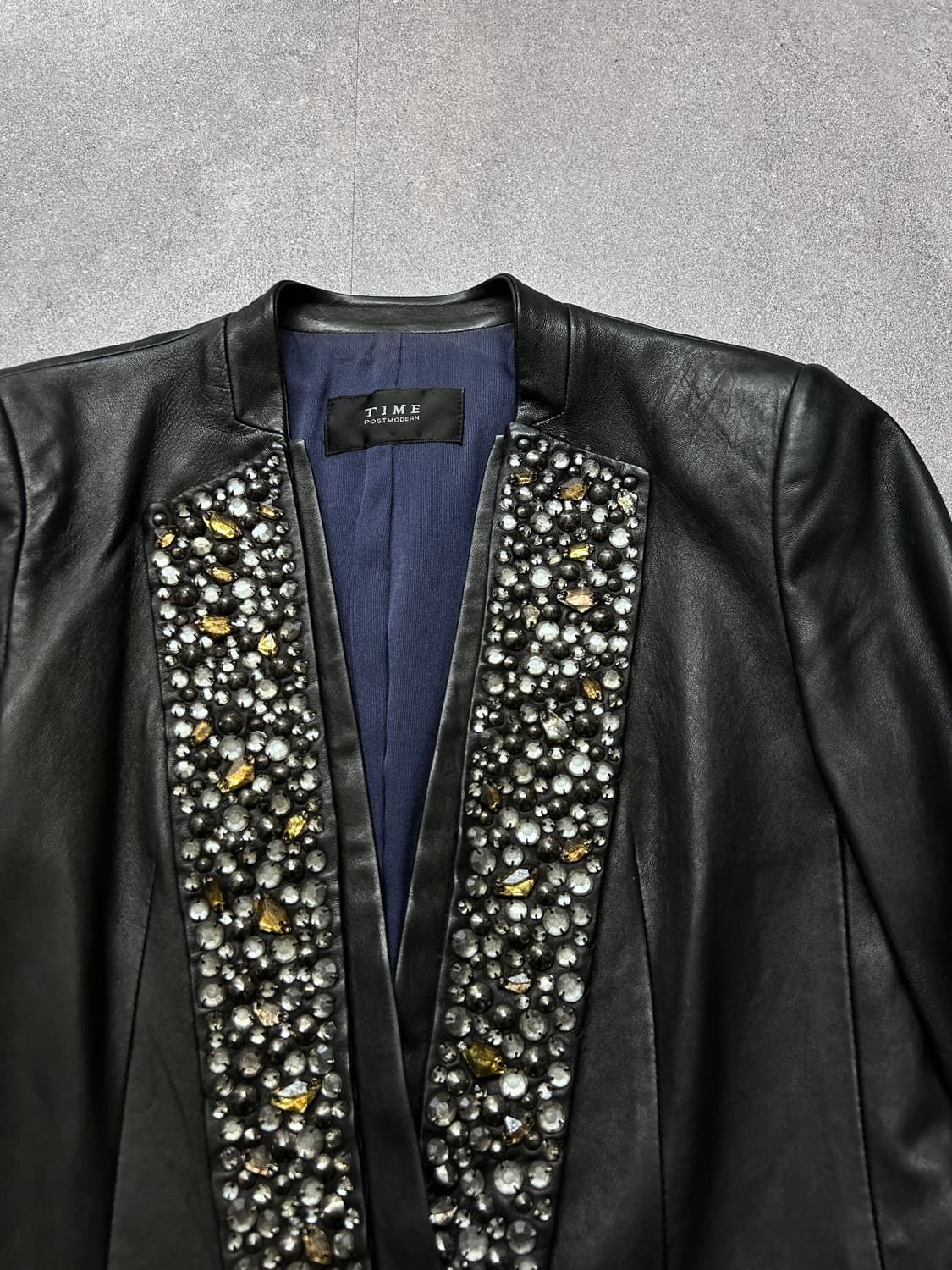 타임 스톤 큐빅 라펠 램스킨 자켓 상품이미지4