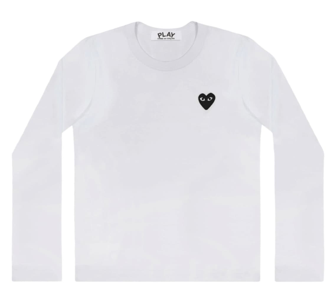 플레이 꼼데가르송 블랙 하트 롱슬리브 티셔츠 화이트 M 상품이미지1